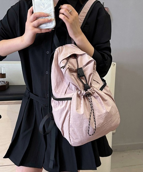 Miniministore（ミニミニストア）の「ドロストポケットリュック 軽量デイパック（バックパック/リュック・レディース・ピンク/ブラック/ベージュ/ブルー/ホワイト・FREE）」の16枚目の写真