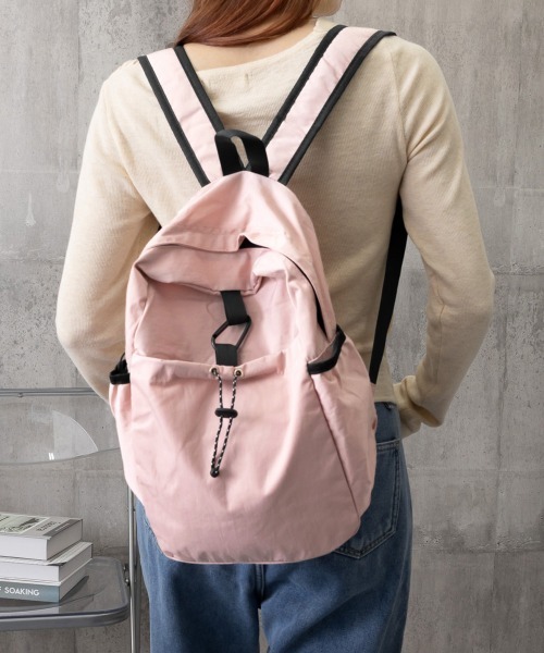 Miniministore（ミニミニストア）の「ドロストポケットリュック 軽量デイパック（バックパック/リュック・レディース・ピンク/ブラック/ベージュ/ブルー/ホワイト・FREE）」の17枚目の写真