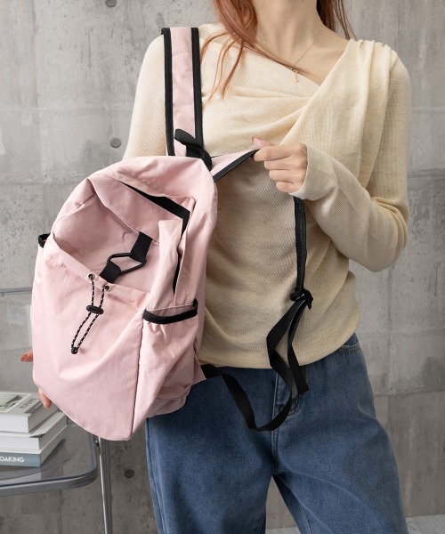 Miniministore（ミニミニストア）の「ドロストポケットリュック 軽量デイパック（バックパック/リュック・レディース・ピンク/ブラック/ベージュ/ブルー/ホワイト・FREE）」の18枚目の写真
