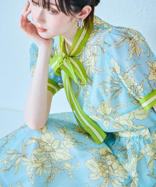Audie a Muses(オーディアミューズ)の「フラワー×ボーダープリントスカート(スカート・レディース・ブルー/ネイビー・42/38/40)」の20枚目の写真