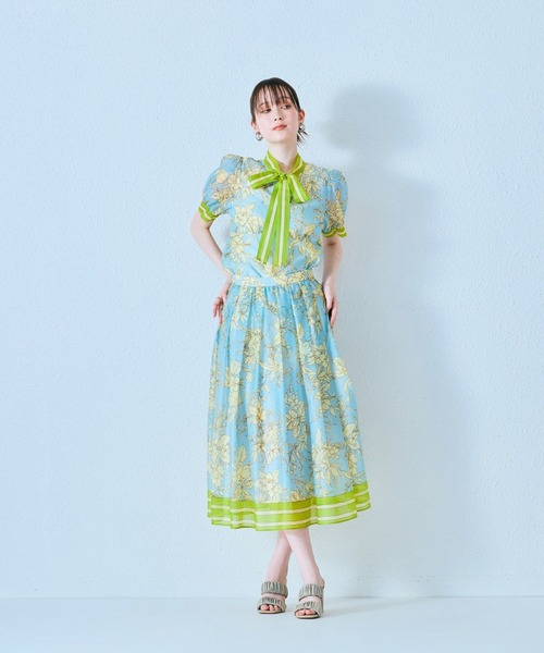 Audie a Muses(オーディアミューズ)の「フラワー×ボーダープリントスカート(スカート・レディース・ブルー/ネイビー・42/38/40)」の11枚目の写真