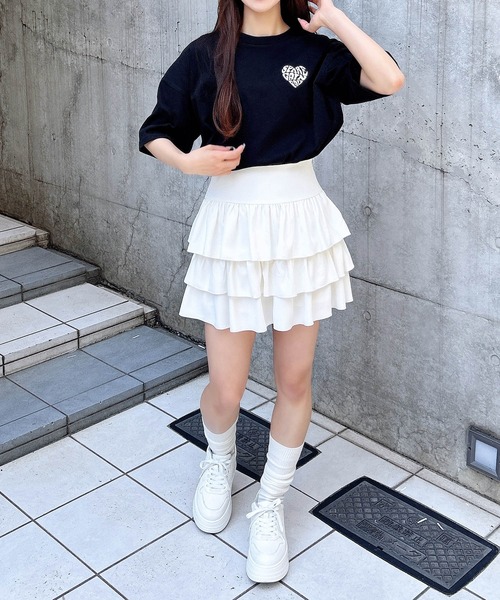 INGNI（イング）の「バックハート貼付チュニックTシャツ／Ａ（Tシャツ/カットソー・レディース・ホワイト×レッド/ホワイト×ピンク/ブラック×ホワイト/ホワイト×ブルー・M）」の20枚目の写真