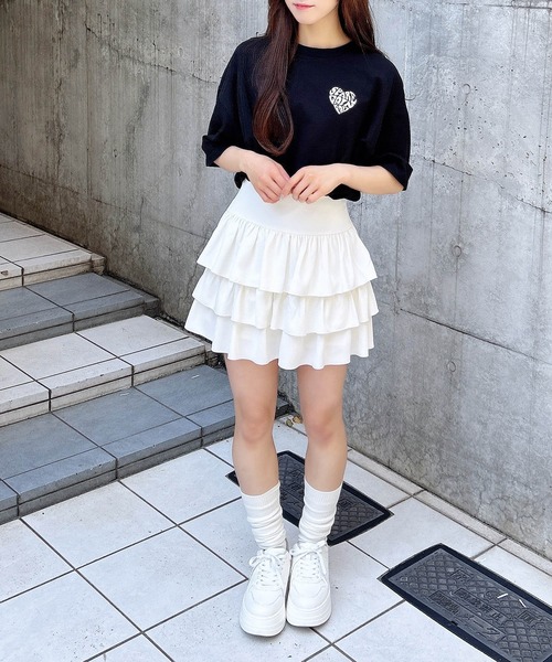 INGNI（イング）の「バックハート貼付チュニックTシャツ／Ａ（Tシャツ/カットソー・レディース・ホワイト×レッド/ホワイト×ピンク/ブラック×ホワイト/ホワイト×ブルー・M）」の19枚目の写真