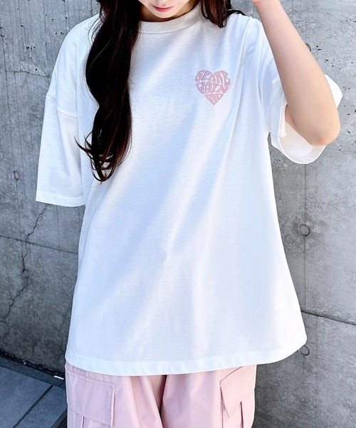 INGNI（イング）の「バックハート貼付チュニックTシャツ／Ａ（Tシャツ/カットソー・レディース・ホワイト×レッド/ホワイト×ピンク/ブラック×ホワイト/ホワイト×ブルー・M）」の9枚目の写真
