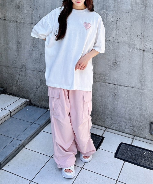 INGNI（イング）の「バックハート貼付チュニックTシャツ／Ａ（Tシャツ/カットソー・レディース・ホワイト×レッド/ホワイト×ピンク/ブラック×ホワイト/ホワイト×ブルー・M）」の5枚目の写真
