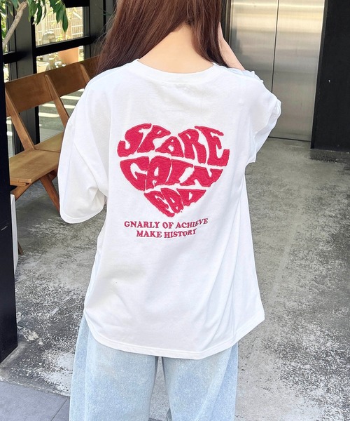 INGNI（イング）の「バックハート貼付チュニックTシャツ／Ａ（Tシャツ/カットソー・レディース・ホワイト×レッド/ホワイト×ピンク/ブラック×ホワイト/ホワイト×ブルー・M）」の12枚目の写真