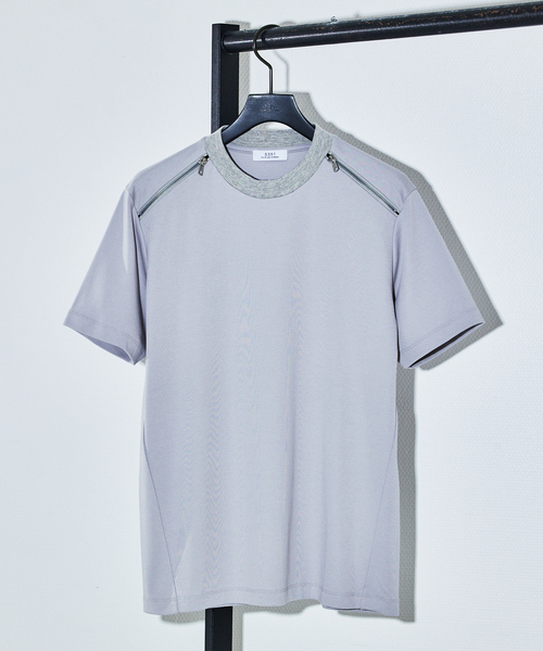 5351 POUR LES HOMMES（ゴーサンゴーイチプールオム）の「ジップ 半袖 Tシャツ（Tシャツ/カットソー・メンズ・ホワイト/ライトグレー/ブラック・50/48/46/44）」の3枚目の写真