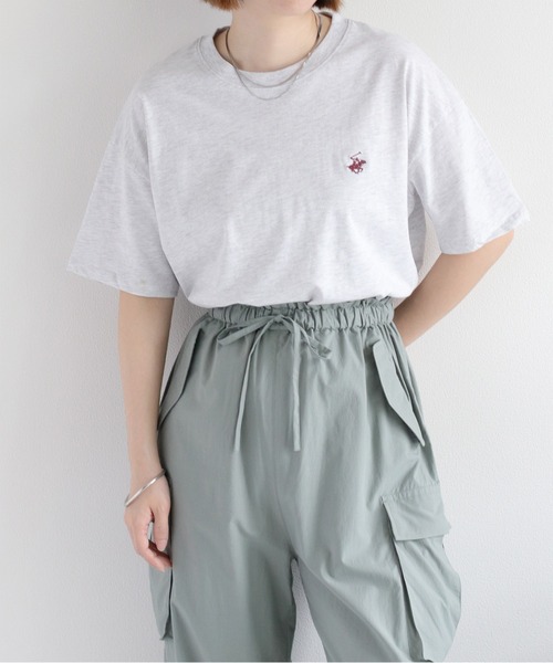 BEVERLY HILLS POLO CLUB（ビバリーヒルズポロクラブ）の「【BEVERLY HILLS POLO CLUB】ワンポイント刺繍ロゴ半袖Tee（Tシャツ/カットソー・レディース・ワイン/ホワイト/グリーン/オレンジ/モカ/オートミール/チャコール/ブルー・M/L）」の4枚目の写真