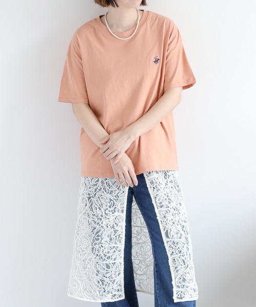 BEVERLY HILLS POLO CLUB（ビバリーヒルズポロクラブ）の「【BEVERLY HILLS POLO CLUB】ワンポイント刺繍ロゴ半袖Tee（Tシャツ/カットソー・レディース・ワイン/ホワイト/グリーン/オレンジ/モカ/オートミール/チャコール/ブルー・M/L）」の8枚目の写真