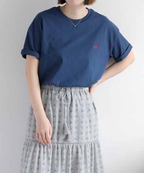 BEVERLY HILLS POLO CLUB（ビバリーヒルズポロクラブ）の「【BEVERLY HILLS POLO CLUB】ワンポイント刺繍ロゴ半袖Tee（Tシャツ/カットソー・レディース・ワイン/ホワイト/グリーン/オレンジ/モカ/オートミール/チャコール/ブルー・M/L）」の6枚目の写真