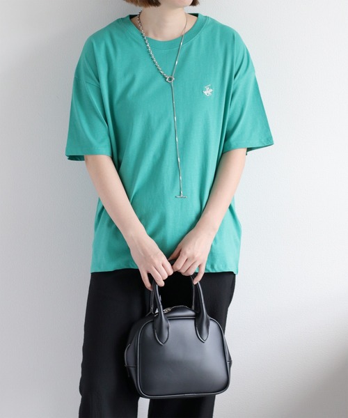 BEVERLY HILLS POLO CLUB（ビバリーヒルズポロクラブ）の「【BEVERLY HILLS POLO CLUB】ワンポイント刺繍ロゴ半袖Tee（Tシャツ/カットソー・レディース・ワイン/ホワイト/グリーン/オレンジ/モカ/オートミール/チャコール/ブルー・M/L）」の5枚目の写真