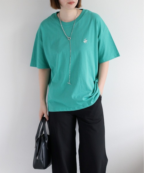 BEVERLY HILLS POLO CLUB（ビバリーヒルズポロクラブ）の「【BEVERLY HILLS POLO CLUB】ワンポイント刺繍ロゴ半袖Tee（Tシャツ/カットソー・レディース・ワイン/ホワイト/グリーン/オレンジ/モカ/オートミール/チャコール/ブルー・M/L）」の13枚目の写真