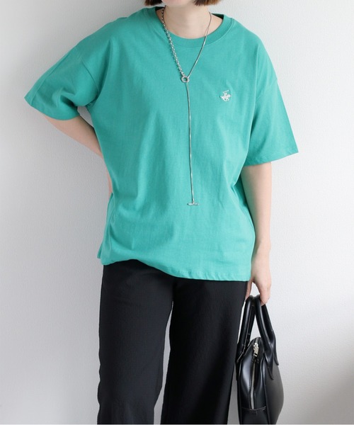 BEVERLY HILLS POLO CLUB（ビバリーヒルズポロクラブ）の「【BEVERLY HILLS POLO CLUB】ワンポイント刺繍ロゴ半袖Tee（Tシャツ/カットソー・レディース・ワイン/ホワイト/グリーン/オレンジ/モカ/オートミール/チャコール/ブルー・M/L）」の9枚目の写真