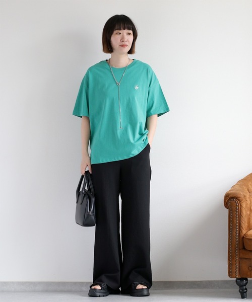 BEVERLY HILLS POLO CLUB（ビバリーヒルズポロクラブ）の「【BEVERLY HILLS POLO CLUB】ワンポイント刺繍ロゴ半袖Tee（Tシャツ/カットソー・レディース・ワイン/ホワイト/グリーン/オレンジ/モカ/オートミール/チャコール/ブルー・M/L）」の15枚目の写真