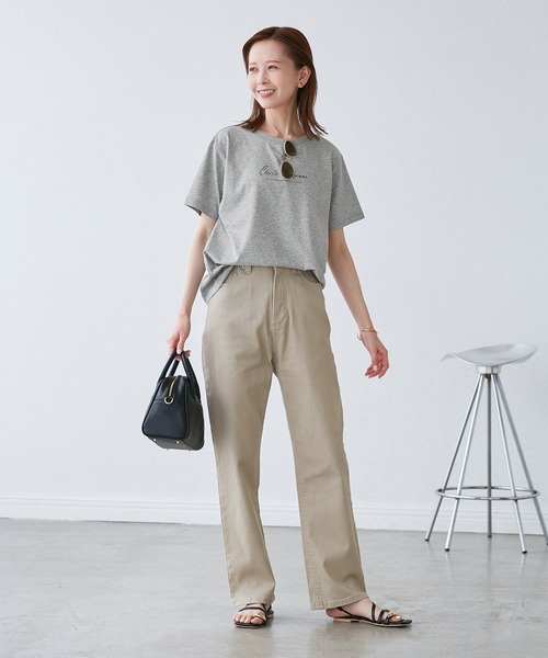 ROPE' PICNIC（ロペピクニック）の「【UVカット・汗染み加工・接触冷感】手描き風ロゴプリントTシャツ（Tシャツ/カットソー・レディース・ブラック/ライトグレー/ホワイト/ネイビー・38）」の8枚目の写真