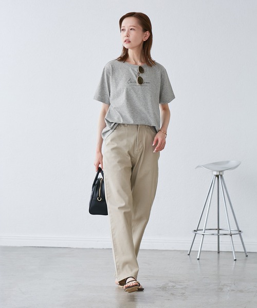 ROPE' PICNIC（ロペピクニック）の「【UVカット・汗染み加工・接触冷感】手描き風ロゴプリントTシャツ（Tシャツ/カットソー・レディース・ブラック/ライトグレー/ホワイト/ネイビー・38）」の7枚目の写真