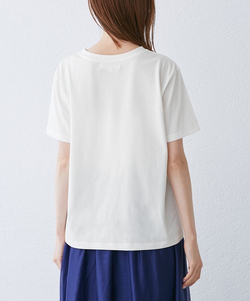 ROPE' PICNIC（ロペピクニック）の「【UVカット・汗染み加工・接触冷感】手描き風ロゴプリントTシャツ（Tシャツ/カットソー・レディース・ブラック/ライトグレー/ホワイト/ネイビー・38）」の19枚目の写真