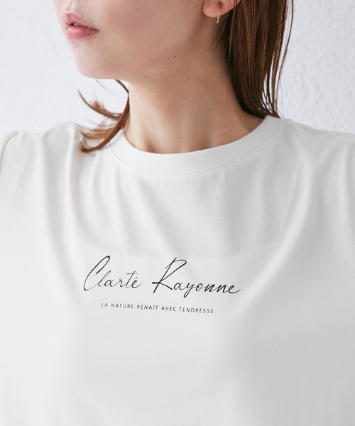 ROPE' PICNIC（ロペピクニック）の「【UVカット・汗染み加工・接触冷感】手描き風ロゴプリントTシャツ（Tシャツ/カットソー・レディース・ブラック/ライトグレー/ホワイト/ネイビー・38）」の17枚目の写真