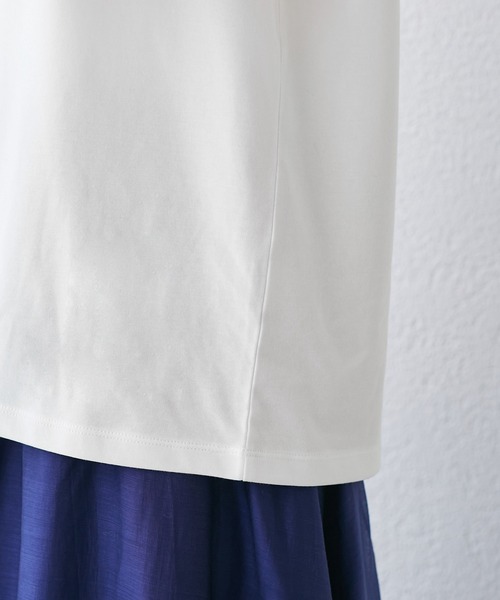 ROPE' PICNIC（ロペピクニック）の「【UVカット・汗染み加工・接触冷感】手描き風ロゴプリントTシャツ（Tシャツ/カットソー・レディース・ブラック/ライトグレー/ホワイト/ネイビー・38）」の14枚目の写真