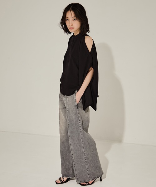 セール】【STUDIOUS/ステュディオス】BACK SATIN DRAPE BLOUSE