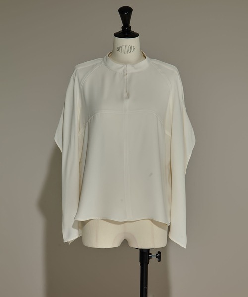 ブラウス シャツ 「STUDIOUS/ステュディオス」BACK SATIN DRAPE BLOUSE/バックサテンドレープブラウス レディース BACK SATIN DRAPE BLOUSE(FREE WHITE): STUDIOUS: WOMENS