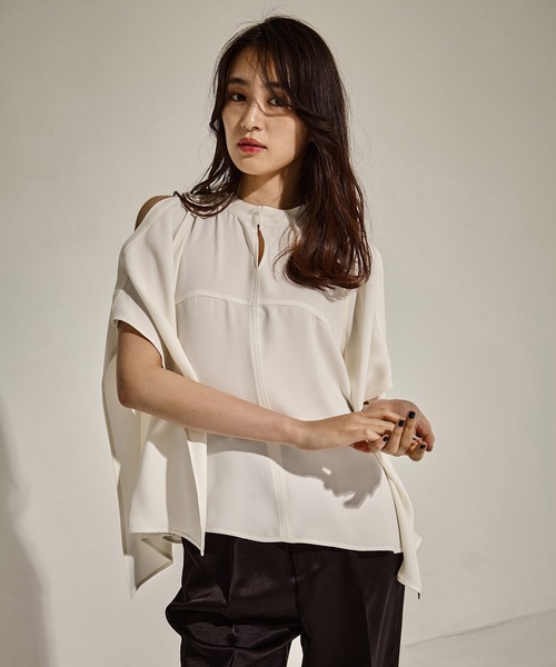 セール】【STUDIOUS/ステュディオス】BACK SATIN DRAPE BLOUSE