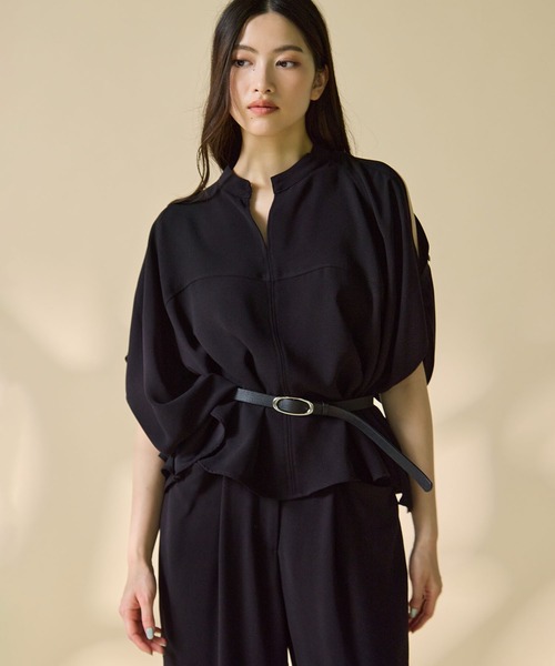 STUDIOUS(ステュディオス)の「【STUDIOUS/ステュディオス】BACK SATIN DRAPE BLOUSE/バックサテンドレープブラウス/ウォッシャブル(シャツ/ブラウス・レディース・ブラック/ホワイト・FREE)」の15枚目の写真