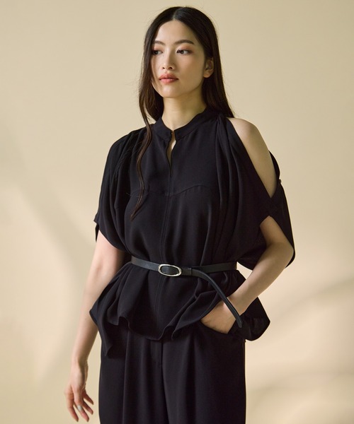 STUDIOUS(ステュディオス)の「【STUDIOUS/ステュディオス】BACK SATIN DRAPE BLOUSE/バックサテンドレープブラウス/ウォッシャブル(シャツ/ブラウス・レディース・ブラック/ホワイト・FREE)」の17枚目の写真