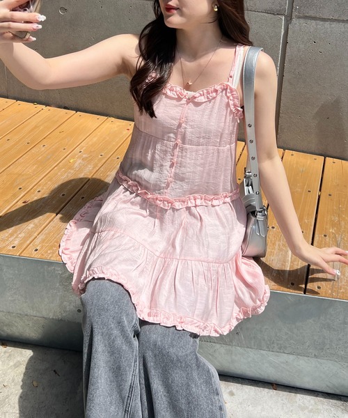 continuer de NICE CLAUP（コンティニューデナイスクラップ）の「【@_chipi2xセレクト】キャミティアードチュニック（シャツ/ブラウス・レディース・オフホワイト/ブラウン系その他/ピンク/ネイビー/ブラック/レオパード/その他11・FREE）」の15枚目の写真