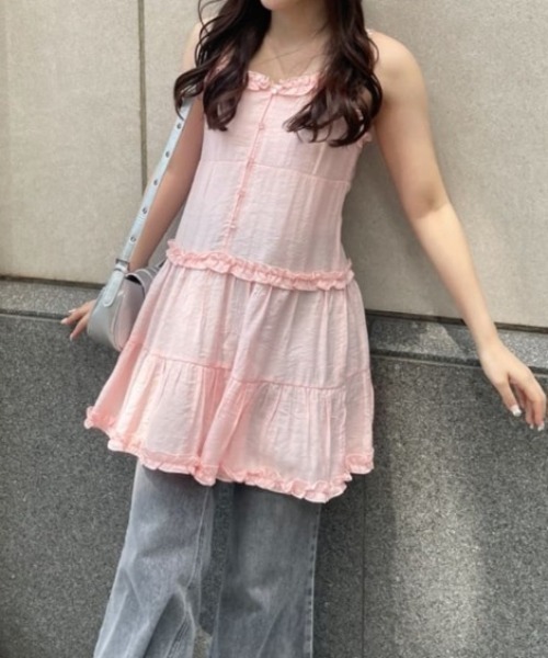 continuer de NICE CLAUP（コンティニューデナイスクラップ）の「【@_chipi2xセレクト】キャミティアードチュニック（シャツ/ブラウス・レディース・オフホワイト/ブラウン系その他/ピンク/ネイビー/ブラック/レオパード/その他11・FREE）」の14枚目の写真