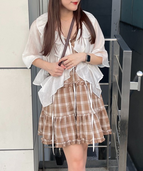 continuer de NICE CLAUP（コンティニューデナイスクラップ）の「【@_chipi2xセレクト】キャミティアードチュニック（シャツ/ブラウス・レディース・オフホワイト/ブラウン系その他/ピンク/ネイビー/ブラック/レオパード/その他11・FREE）」の16枚目の写真