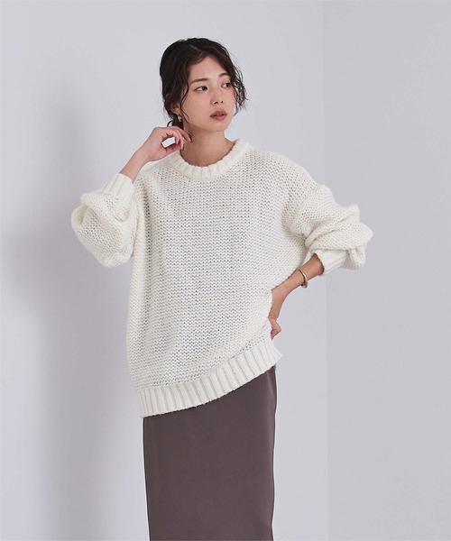 UR'S(ユアーズ)の「オーバーサイズローゲージニット(ニット/セーター・レディース・ホワイト/ブラック・S/M/L)」の7枚目の写真