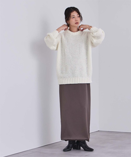 UR'S(ユアーズ)の「オーバーサイズローゲージニット(ニット/セーター・レディース・ホワイト/ブラック・S/M/L)」の9枚目の写真