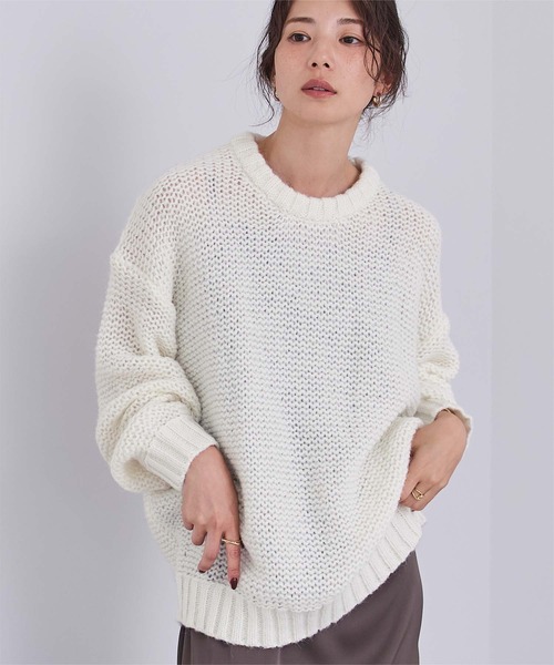 UR'S(ユアーズ)の「オーバーサイズローゲージニット(ニット/セーター・レディース・ホワイト/ブラック・S/M/L)」の12枚目の写真
