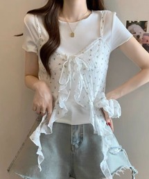 ampm（エーエムピーエム）の「小花柄レースキャミソール（キャミソール）」