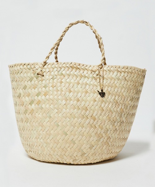 OJO DE MEX(オホデメックス)の「OJO DE MEX/オホデメックス Rollo palma tote トートバッグ かごバッグ(かごバッグ・レディース・グリーン/ゴールド/ナチュラル・FREE)」の1枚目の写真