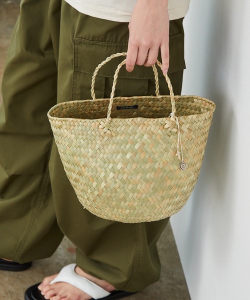 OJO DE MEX(オホデメックス)の「OJO DE MEX/オホデメックス Rollo palma tote トートバッグ かごバッグ(かごバッグ・レディース・グリーン/ゴールド/ナチュラル・FREE)」の5枚目の写真