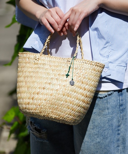 OJO DE MEX(オホデメックス)の「OJO DE MEX/オホデメックス Rollo palma tote トートバッグ かごバッグ(かごバッグ・レディース・グリーン/ゴールド/ナチュラル・FREE)」の8枚目の写真