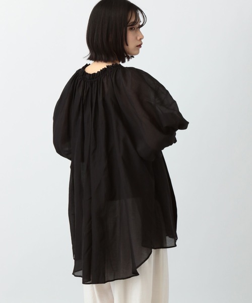 ◯studio CLIP natural by clip ギャザーチュニック◯ セール】《natural by clip》コットンシルクギャザーチュニック