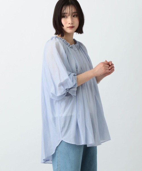 studio CLIP(スタディオクリップ)の「《natural by clip》コットンシルクギャザーチュニック(チュニック・レディース・ブラック/ライトブルー・FREE)」の8枚目の写真