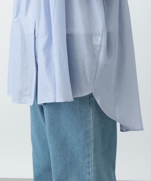 studio CLIP(スタディオクリップ)の「《natural by clip》コットンシルクギャザーチュニック(チュニック・レディース・ブラック/ライトブルー・FREE)」の12枚目の写真