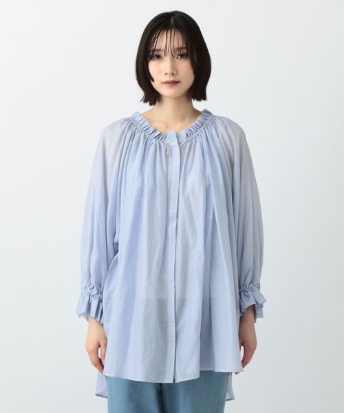 studio CLIP(スタディオクリップ)の「《natural by clip》コットンシルクギャザーチュニック(チュニック・レディース・ブラック/ライトブルー・FREE)」の13枚目の写真