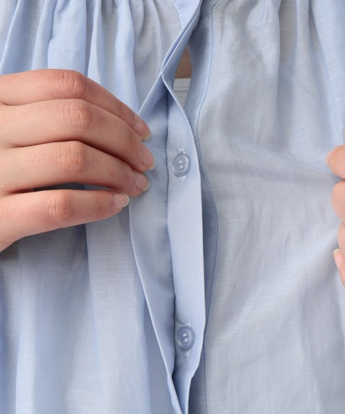 studio CLIP(スタディオクリップ)の「《natural by clip》コットンシルクギャザーチュニック(チュニック・レディース・ブラック/ライトブルー・FREE)」の19枚目の写真