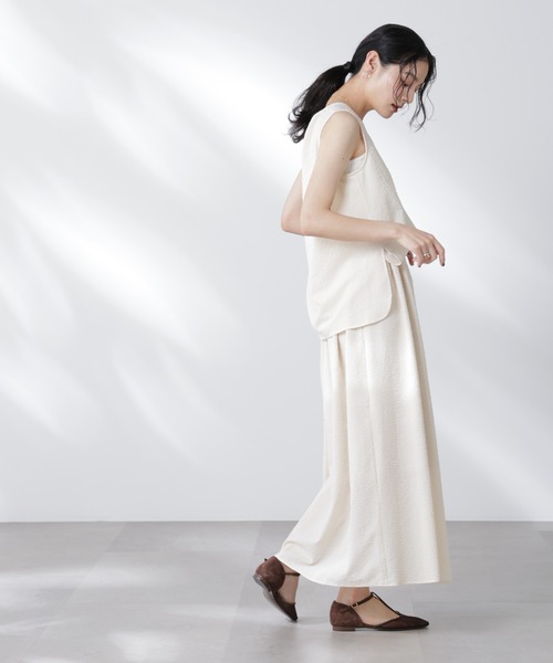 NANO universe（ナノユニバース）の「サッカーブラウス×スカートセットアップ（ワンピース・レディース・ネイビー/オフホワイト・S/M）」の10枚目の写真