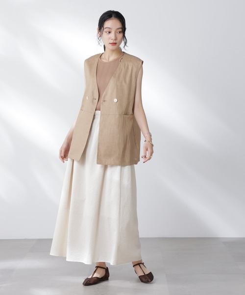 NANO universe（ナノユニバース）の「サッカーブラウス×スカートセットアップ（ワンピース・レディース・ネイビー/オフホワイト・S/M）」の13枚目の写真