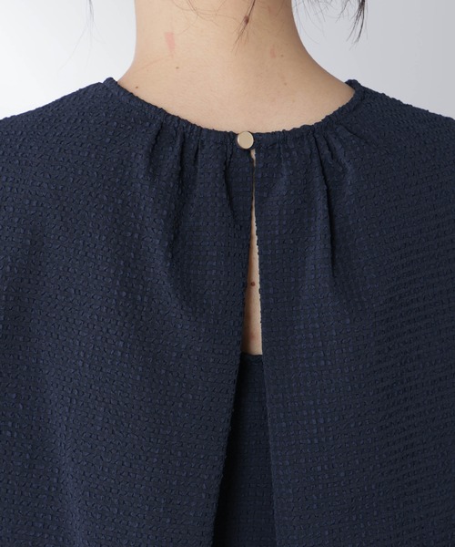 NANO universe（ナノユニバース）の「サッカーブラウス×スカートセットアップ（ワンピース・レディース・ネイビー/オフホワイト・S/M）」の21枚目の写真