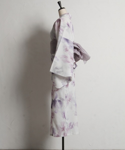 tocco closet(トッコ クローゼット)の「【トップス&ワンピース&帯の3点セット】2WAY♪水彩フラワープリントセパレート浴衣(浴衣・レディース・ラベンダー・FREE)」の3枚目の写真