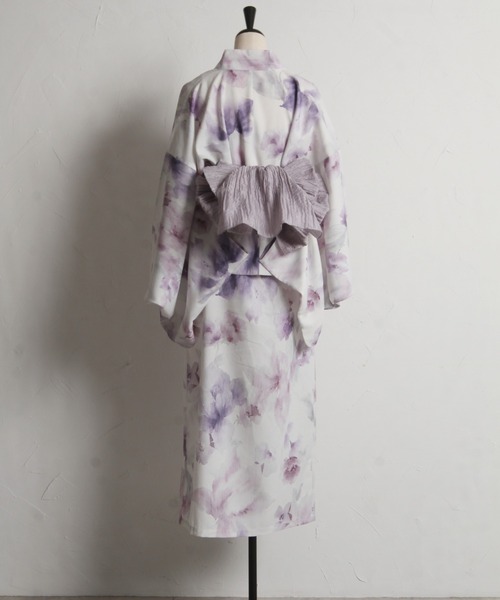 tocco closet ２ＷＡＹ水彩フラワープリントセパレート浴衣 トップス＆ワンピース＆帯の3点セット】2WAY♪水彩フラワー