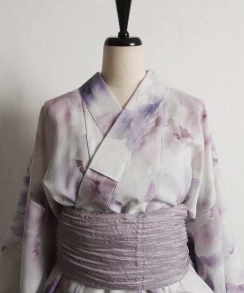 tocco closet(トッコ クローゼット)の「【トップス&ワンピース&帯の3点セット】2WAY♪水彩フラワープリントセパレート浴衣(浴衣・レディース・ラベンダー・FREE)」の7枚目の写真