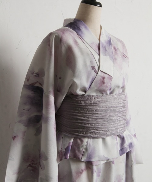 セパレート浴衣 ラベンダー　tocco closet トップス＆ワンピース＆帯の3点セット】2WAY♪水彩フラワー